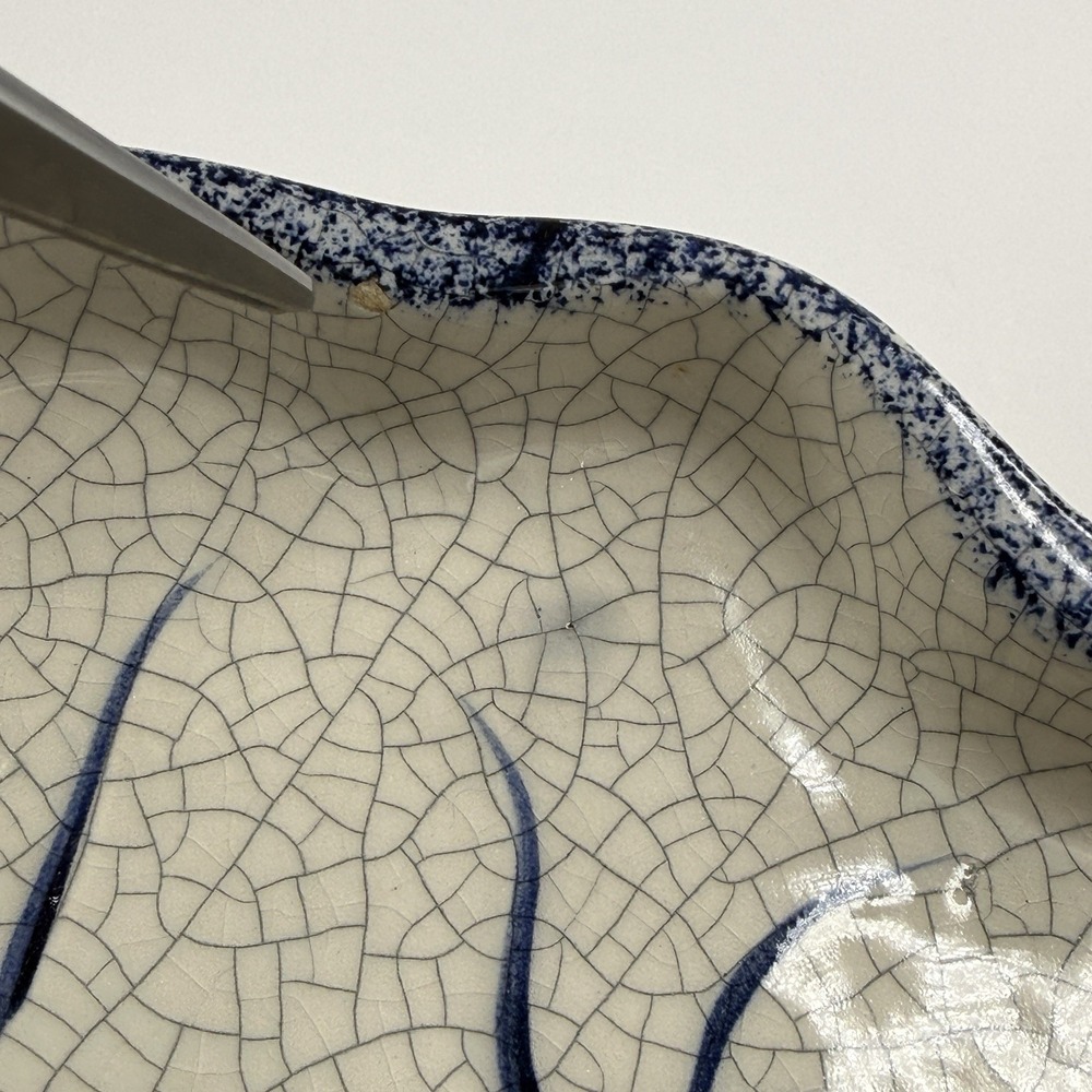 Dedham Pottery Rabbit Chip & Dip Set The Potting Shed Blue White Crackle Glaze‎ - Picture 5 of 16